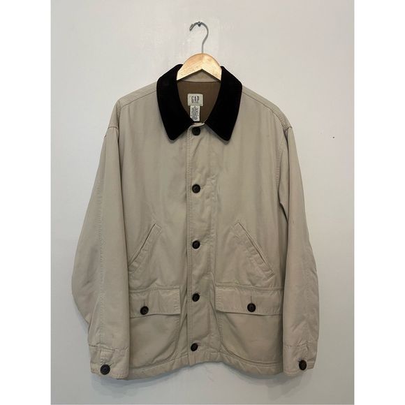 GAP Other - Gap Khaki Jacket Corduroy Collar Warm Fleece And Quilted Lined Mens Size M